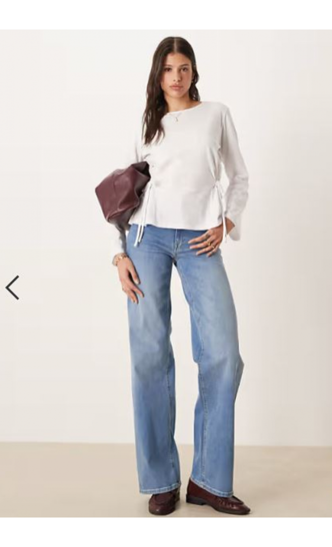 JDY Tall Felina high waist wide leg jean in medium blue denim