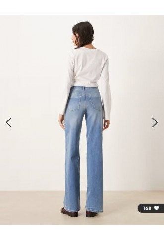 JDY Tall Felina high waist wide leg jean in medium blue denim