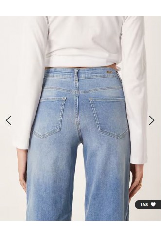 JDY Tall Felina high waist wide leg jean in medium blue denim