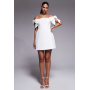 Forever New Bridal structured off the shoulder bow mini dress in white