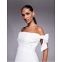 Forever New Bridal structured off the shoulder bow mini dress in white