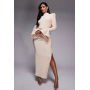 ASOS LUXE velvet sequin maxi dress with drape waist in cream