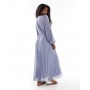 Women's Purple Twist Detail Wrap Front Pleated Midi Dress