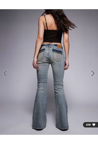 Juicy Couture diamante logo flare jeans in vintage wash blue