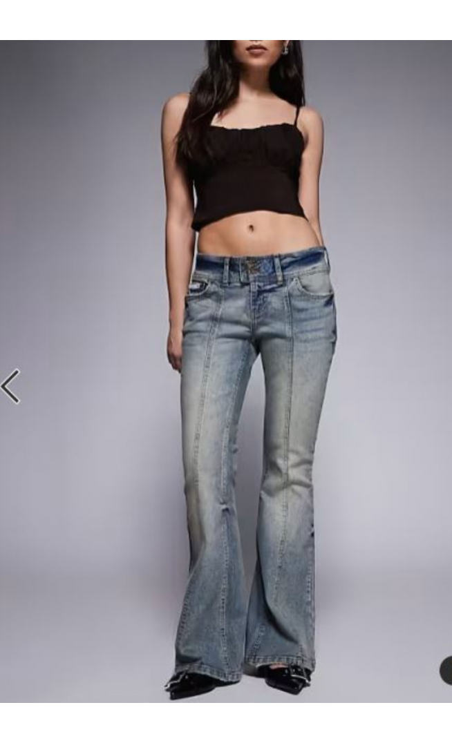 Juicy Couture diamante logo flare jeans in vintage wash blue