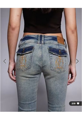 Juicy Couture diamante logo flare jeans in vintage wash blue
