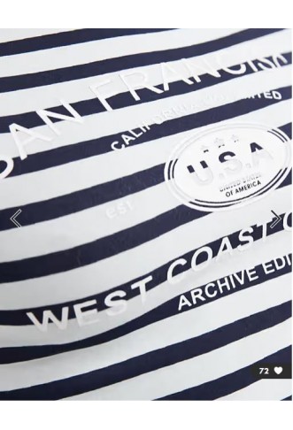Daisy Street long sleeve graphic top in blue stripe