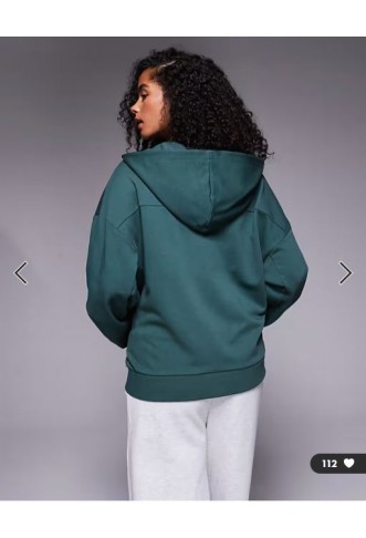 Weekend Collective zip through hoodie with mixed font graphic in green