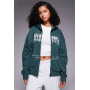 Weekend Collective zip through hoodie with mixed font graphic in green