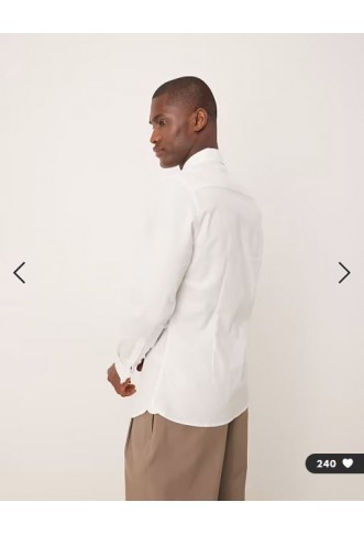 ASOS DESIGN formal skinny fit oxford shirt with double cuff in white
