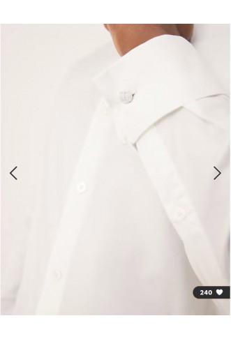 ASOS DESIGN formal skinny fit oxford shirt with double cuff in white