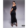 ASOS DESIGN dramatic neckline midi dress in black