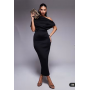ASOS DESIGN dramatic neckline midi dress in black