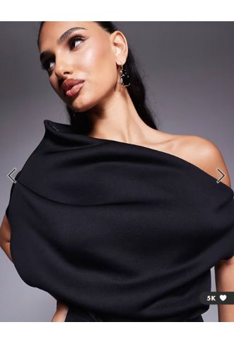 ASOS DESIGN dramatic neckline midi dress in black