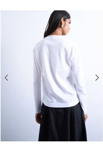 Topshop long sleeve boxy tee in white