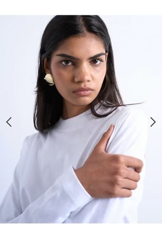 Topshop long sleeve boxy tee in white