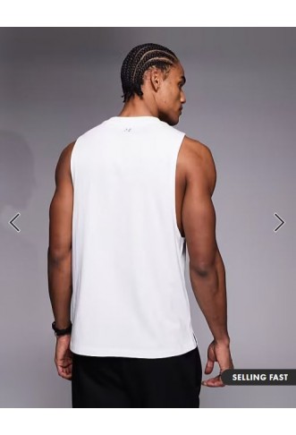 4505 Icon cotton drop armhole training vest with quick dry finish in white