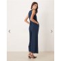 Nobody's Child tailored button front jumpsuit with square neck in dark blue