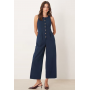 Nobody's Child tailored button front jumpsuit with square neck in dark blue