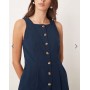 Nobody's Child tailored button front jumpsuit with square neck in dark blue