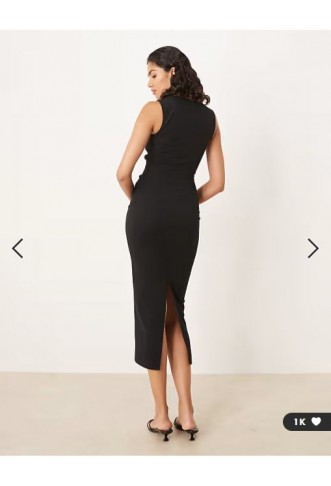 ASOS DESIGN square neck midi dress in black