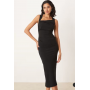 ASOS DESIGN square neck midi dress in black