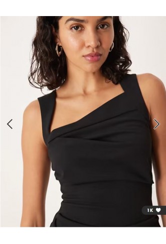 ASOS DESIGN square neck midi dress in black