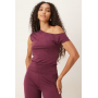 Motel Elysian asymmetric off shoulder top in plum