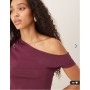 Motel Elysian asymmetric off shoulder top in plum