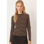 Mango cotton mix long sleeve t-shirt in brown and cream pinstripe