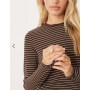 Mango cotton mix long sleeve t-shirt in brown and cream pinstripe