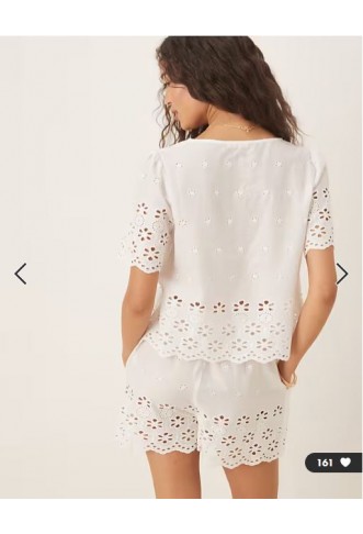 Iisla & Bird broderie beach short co-ord in white