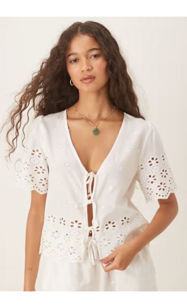 Iisla & Bird broderie beach short co-ord in white