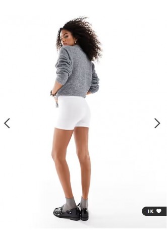 Pieces mini legging shorts in white