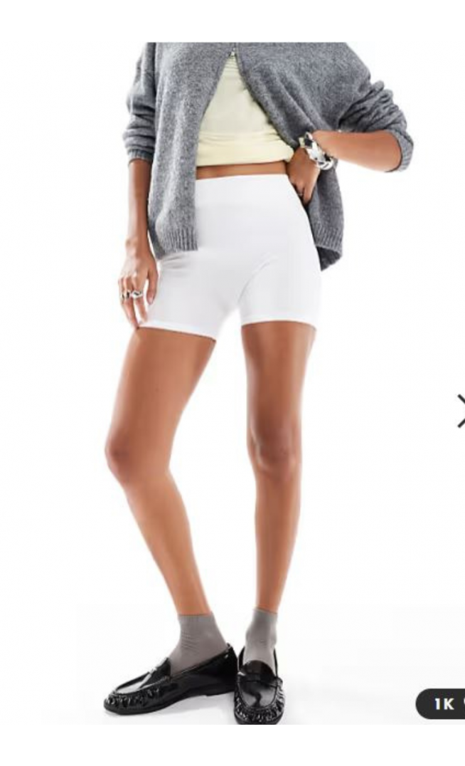 Pieces mini legging shorts in white