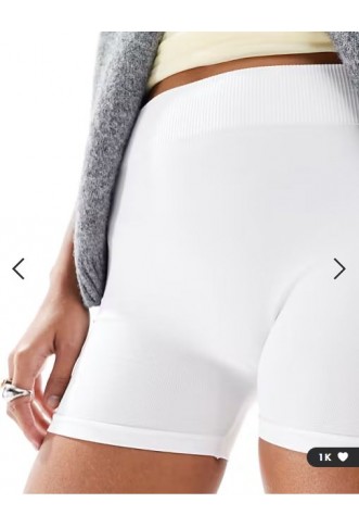 Pieces mini legging shorts in white