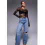 Princess Polly Feelix long sleeve sheer lace body in black