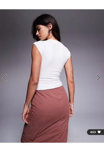 ASOS DESIGN drape gathered detail short sleeve top in ivory