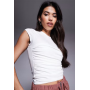 ASOS DESIGN drape gathered detail short sleeve top in ivory