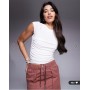 ASOS DESIGN drape gathered detail short sleeve top in ivory