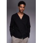 ASOS DESIGN relaxed v neck shirt in black
