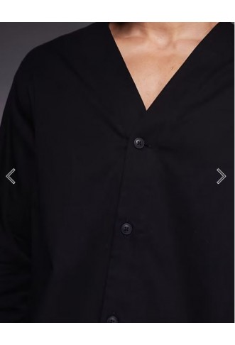 ASOS DESIGN relaxed v neck shirt in black