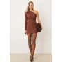 ASOS DESIGN one shoulder draped mini dress in brown