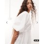 COLLUSION channel detail smock mini dress in white