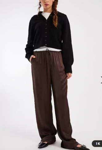 ASOS DESIGN satin wide leg...