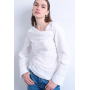 Topshop drape neck long sleeve top in white