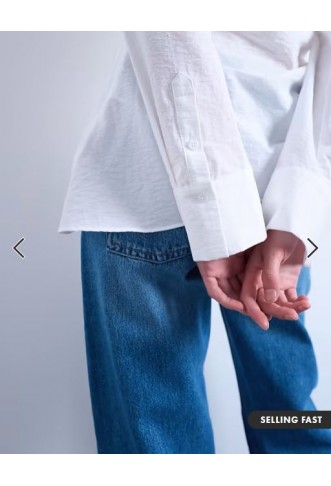 Topshop drape neck long sleeve top in white