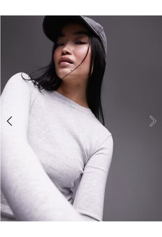 Topshop long sleeve everyday tee in grey marl - GREY