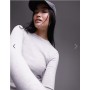 Topshop long sleeve everyday tee in grey marl - GREY