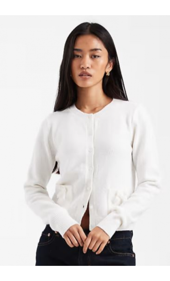 Hollister bow detail cardigan in white